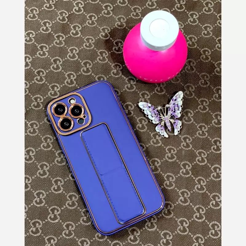 قاب چرمی هولدر دار آیفون 13pro آبی