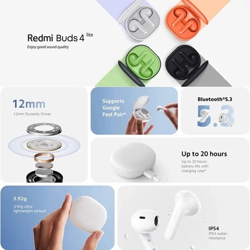 خرید هندزفری بلوتوثی شیائومی Redmi Buds 4 Lite با قیمت مناسب از اکسسوری استور