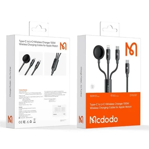 کابل چندسر مکدودو مدل CA-4940 با قابلیت شارژ اپل واچ و انواع گوشی