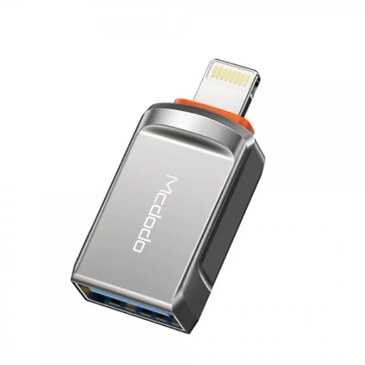 مبدل USB به لایتنینگ مکدودو OT-8600 با بدنه آلومینیومی و طراحی مینیمال.