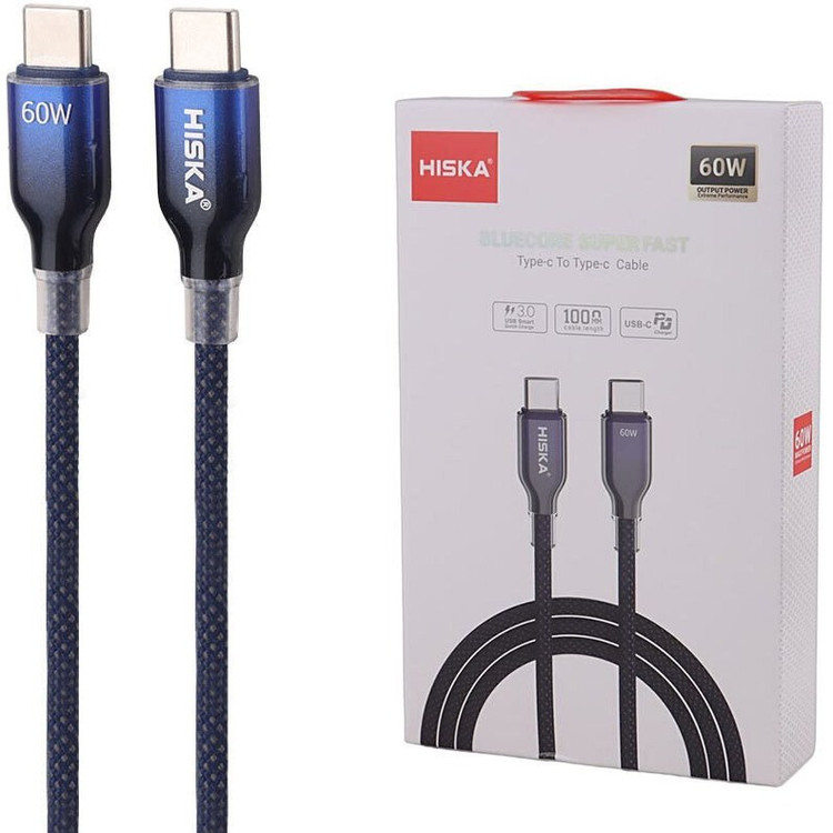خرید و قیمت کابل دو سر تایپ سی فست شارژ 60 وات هیسکا LX-911CC از اکسسوری استور