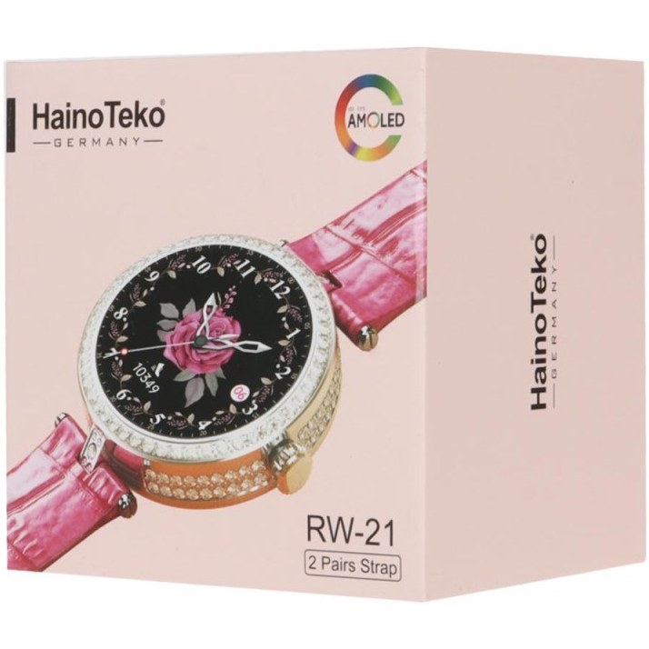 ساعت هوشمند هاینو تکو مدل RW21 زنانه دایره AMOLED با بند چرم و ضد آب IP68