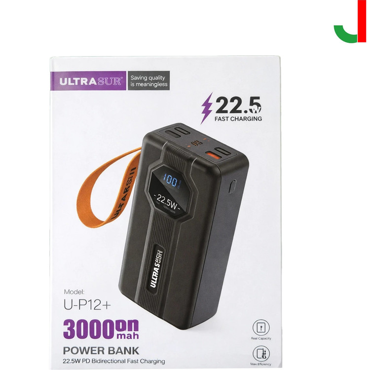خرید و قیمت پاور بانک اولتراسور مدل +U-P12 ظرفیت 30000 در اکسسوری استور