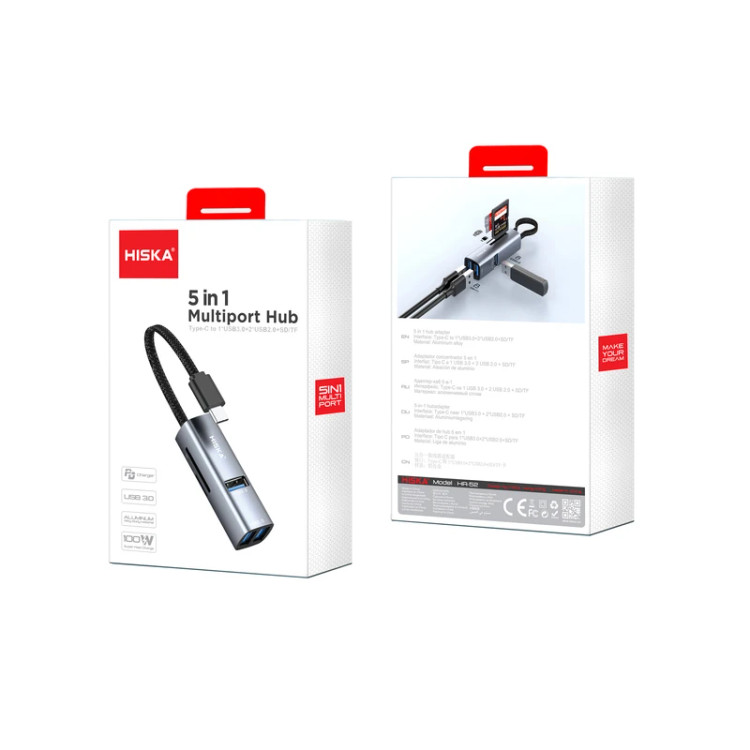 خرید و قیمت هاب پنج پورت USB-C هیسکا مدل HR-52