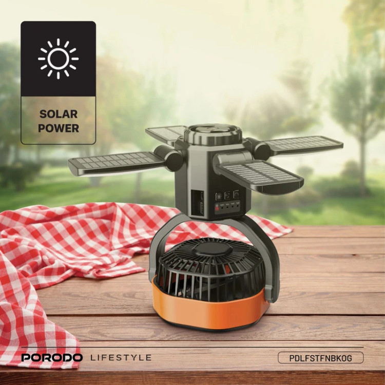 خرید پنکه خورشیدی فضای باز Porodo Lifestyle Suncharge با بهترین قیمت در اکسسوری استور