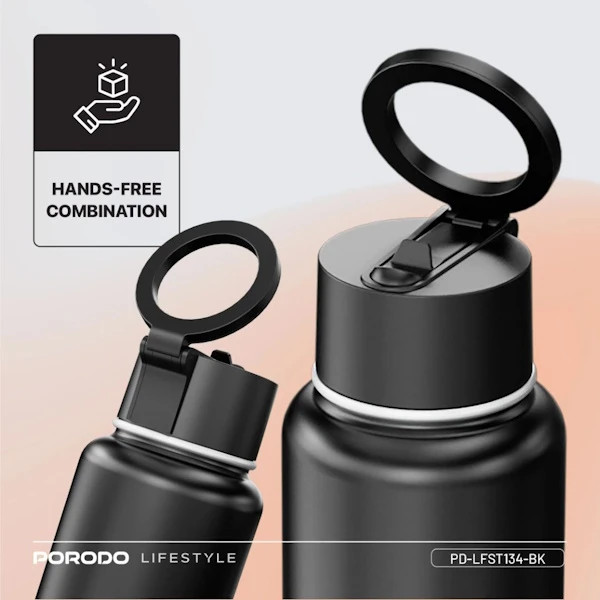 خرید و قیمت بطری آب مگنتی پرودو (Porodo) مدل LFST134 با قابلیت نگهدارنده گوشی و حفظ دما
