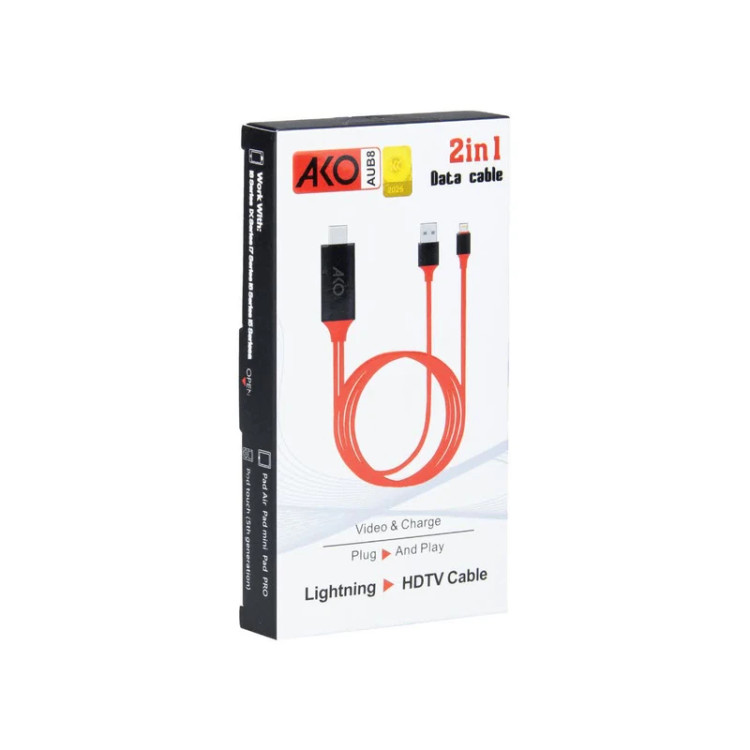 خرید و قیمت کابل تبدیل لایتنینگ به HDMI آکو مدل AUB8 در اکسسوری استور