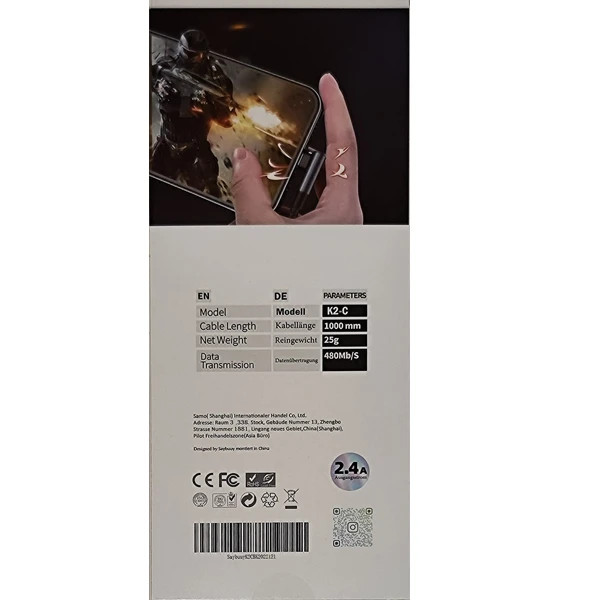 خرید و اطلاع از قیمت کابل تایپ سی سی بای مدل K2-C با تضمین اصالت در اکسسوری استور.