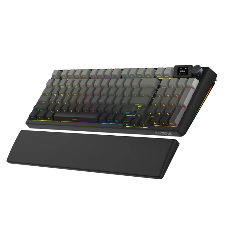 تصویر کیبورد گیمینگ مکانیکال هیسکا مدل HX-KEG450 با صفحهنمایش رنگی و نورپردازی RGB، مناسب برای خرید با بهترین قیمت از اکسسوری استور.