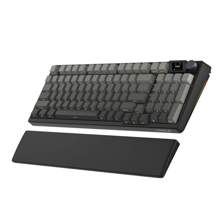 تصویر کیبورد گیمینگ مکانیکال هیسکا مدل HX-KEG450 با صفحهنمایش رنگی و نورپردازی RGB، مناسب برای خرید با بهترین قیمت از اکسسوری استور.