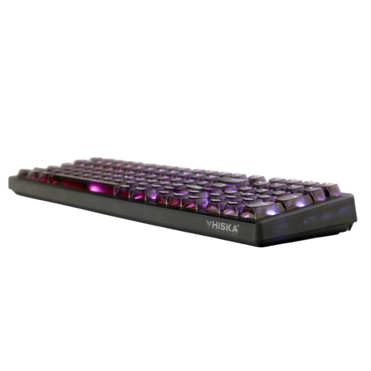 تصویر کیبورد گیمینگ مکانیکال هیسکا مدل HX-KEG460 با کلیدهای شفاف و نورپردازی RGB، مناسب برای خرید با بهترین قیمت از اکسسوری استور.
