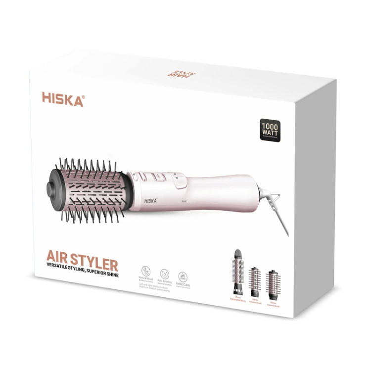 تصویر سشوار چرخشی حرفهای هیسکا مدل H5255 با سه برس و سیستم یونساز، مناسب برای خرید با بهترین قیمت از اکسسوری استور.
