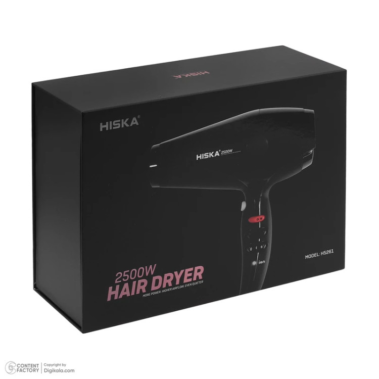 سشوار حرفهای هیسکا مدل H5261 با موتور AC ۲۵۰۰ وات و فناوری یون - مناسب برای خرید با قیمت عالی از اکسسوری استور