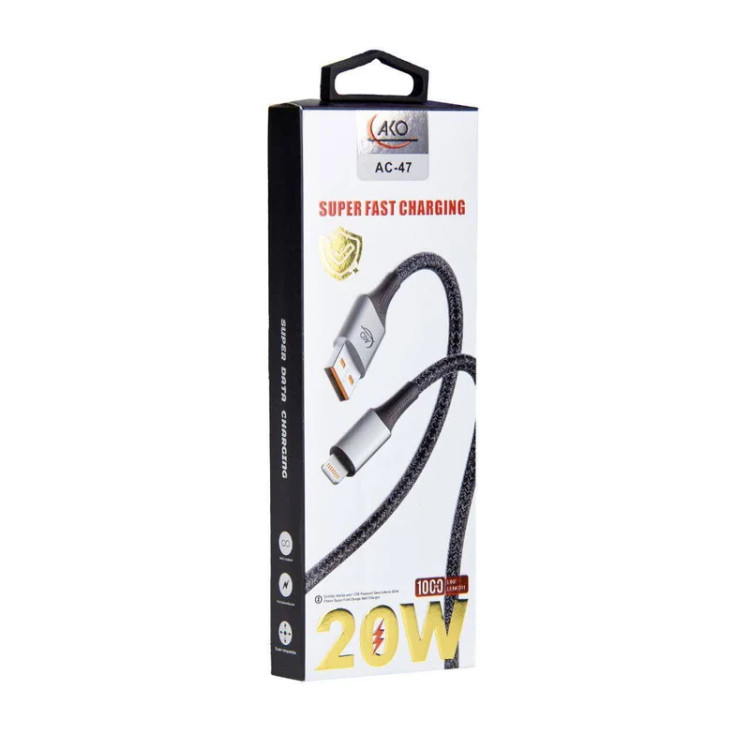 خرید کابل تبدیل USB به لایتنینگ آکو مدل AC-47 طول 1 متر با بهترین قیمت در اکسسوری استور