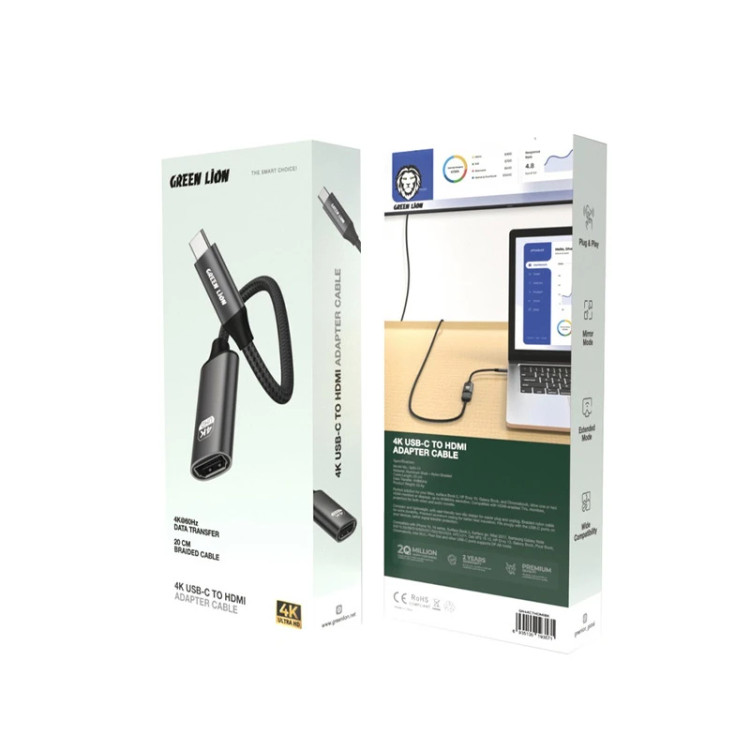 خرید کابل تبدیل USB-C به HDMI گرین لاین مدل GN4KCTHDMI با کیفیت 4K از اکسسوری استور
